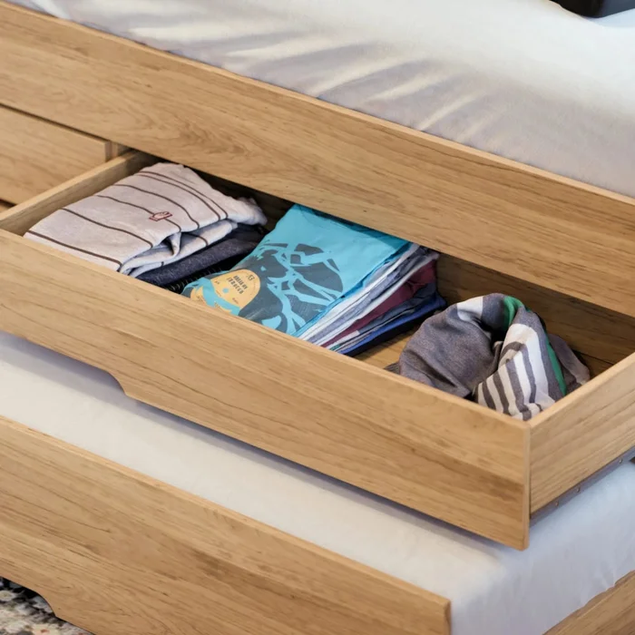Cama Marinera 1 plaza con cajones - Línea Nordik - Text Frizz en Madera natural - Dormitorio, Uruguay | Ecowood, vista 5