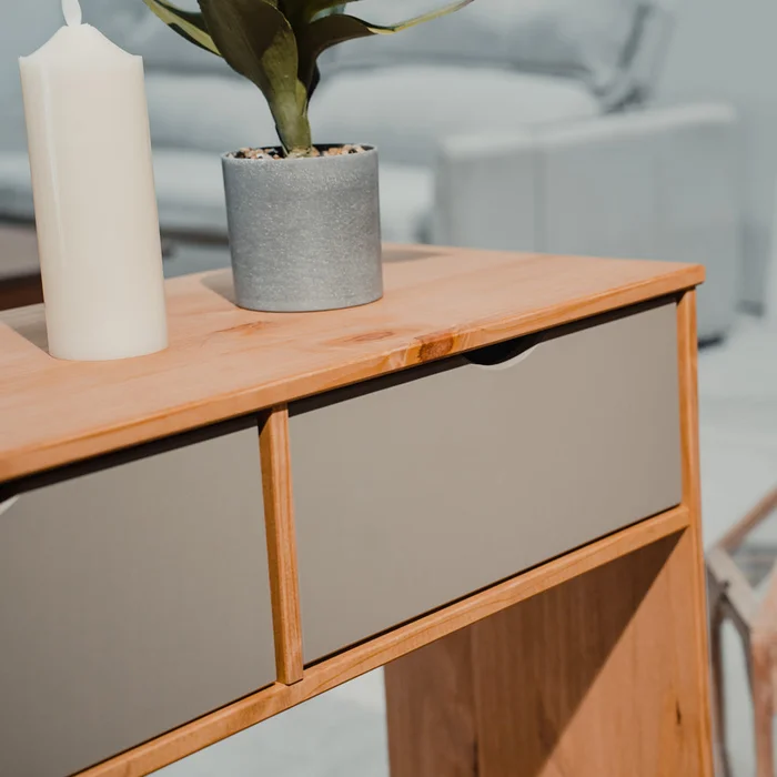 Aparador Mesa De Arrime 2 Cajones - Línea Berlín - Gris en Gris - Muebles para TV, Uruguay | Ecowood, vista 2