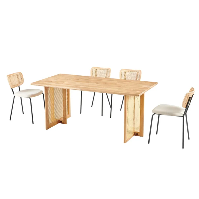 Mesa De Comedor Rattan-y-madera Natural-beige Brisa en Madera natural - Mesas de comedor, Uruguay | Divino, vista 5