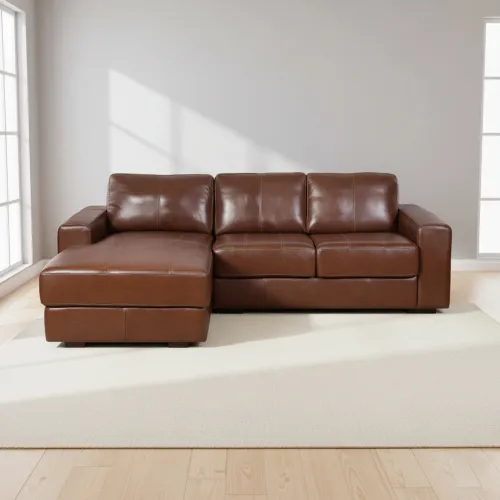 Sofa C/chaise Más De 4 Cuerpos Cuero-100-natural Marron Texas Caramelo en CARAMELO - Sillones y sofás, Uruguay | Divino