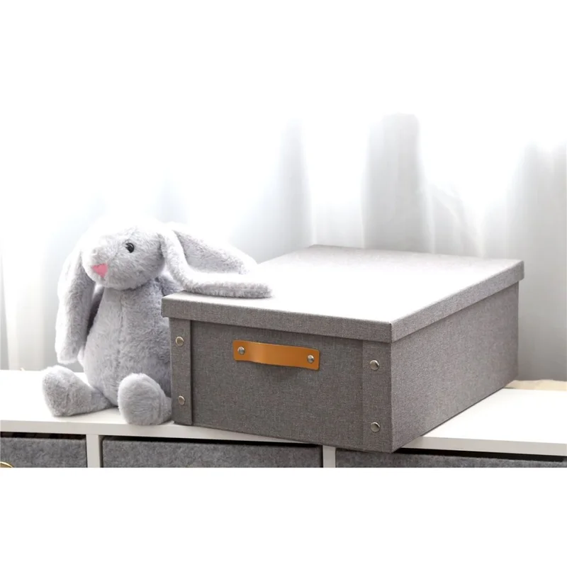 CAJA ORGANIZADOR C/ASA 33X40X17CM EXT TELA GRIS en Gris - Canastos, Uruguay | Decohogar, vista 3