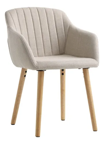 Silla de comedor ADSLEV tela beige/color roble en roble-silla-de-comedor-adslev - Sillas, Uruguay | JYSK