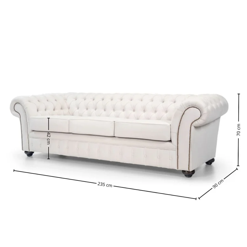 Sofá Chesterfield Soul - Tela Aquaclean - 3 cuerpos - A fabricar en Blanco - Sillones y sofás, Uruguay | Nyr, vista 5