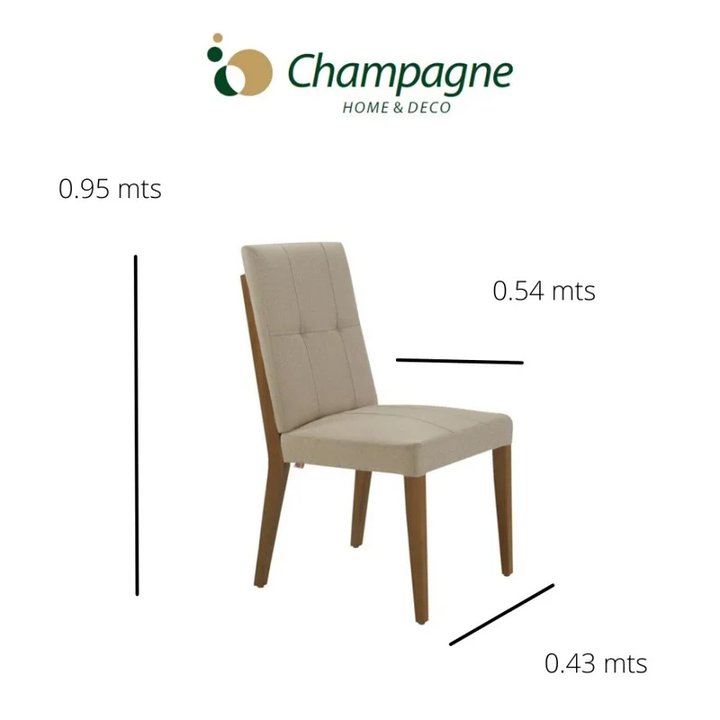 SILLA ALTA - MADERA CINAMOMO - TAPIZADO ARENA en Madera natural - Sillas, Uruguay | Champagne Home, vista 3