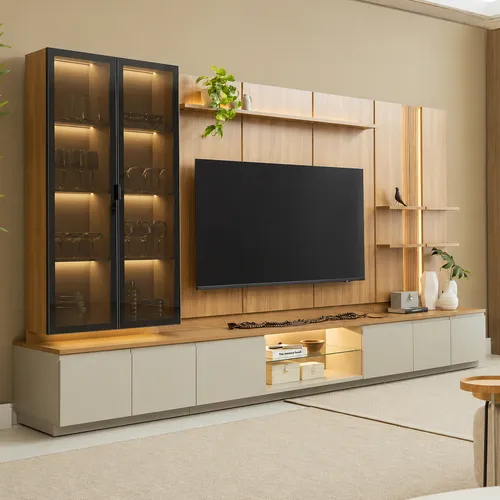 Conjunto Modular - Magnum 380CM - Cristalero con Led - Muebles para TV, Uruguay | Balton