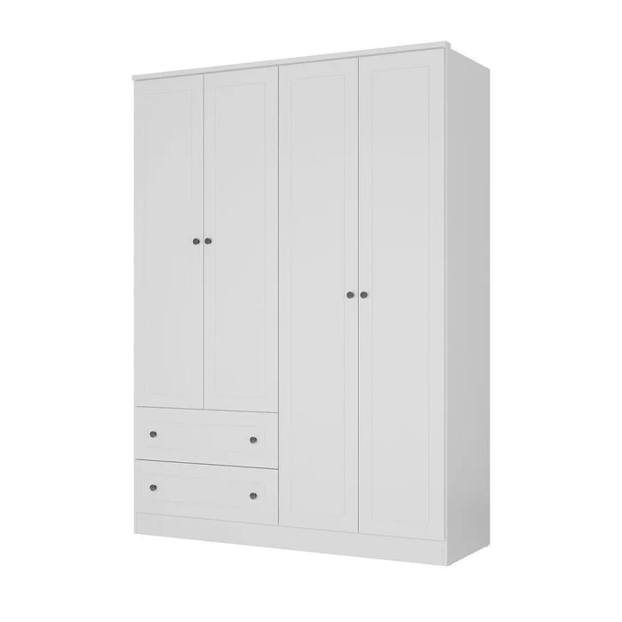 Ropero Americana PLUS 4 puertas 2 cajones - 100%MDF - Blanco en Blanco - Roperos y placares, Uruguay | Rústico Hogar, vista 2