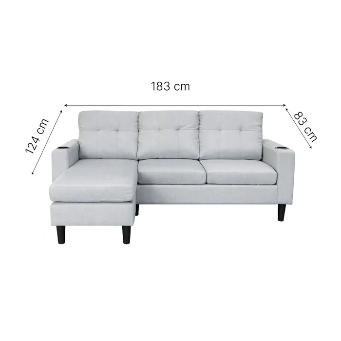 Sofá MILKA con Chaise Long en Gris - Sillones y sofás, Uruguay | Soy Hogar, vista 3