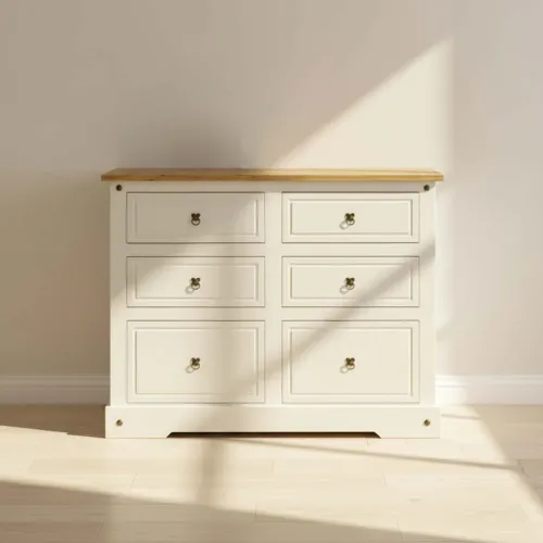 Cómoda Cajonera 6 Cajones Madera Natural-beige Smile en Beige - Cómodas, Uruguay | Divino
