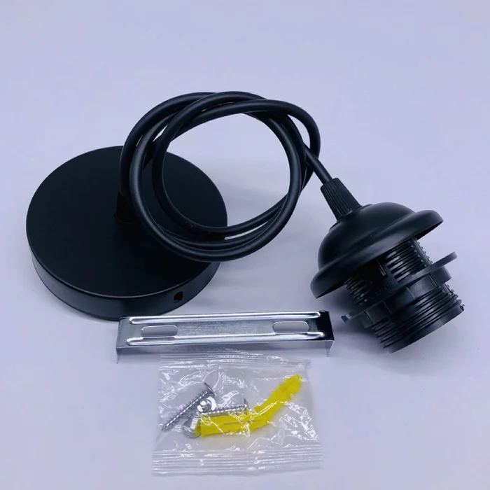 Porta lampara con cable colgante E27 negro en Negro - Lámparas de mesa, Uruguay | Buho Store