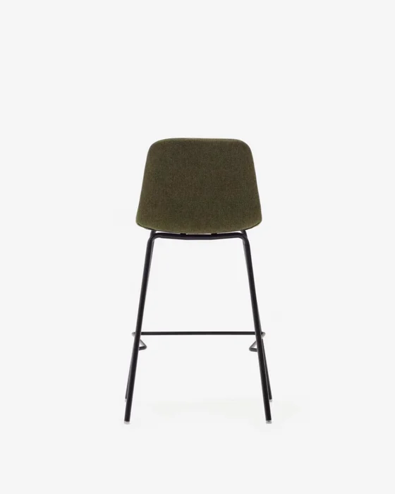 Taburete Zunilda de chenilla - verde oscuro y acero con acabado negro mate altura 65 cm en Verde - Butacas, banquetas y puffs, Uruguay | Kavehome, vista 8