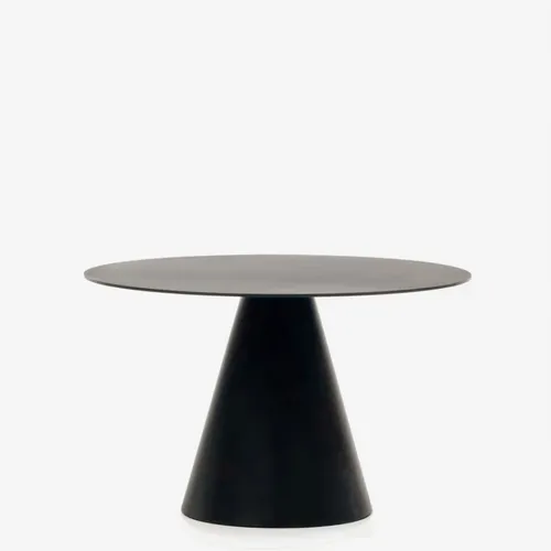 Mesa Wilshire de cristal templado y metal con acabado pintado negro Ø 120 cm en Negro - Mesas de comedor, Uruguay | Kavehome