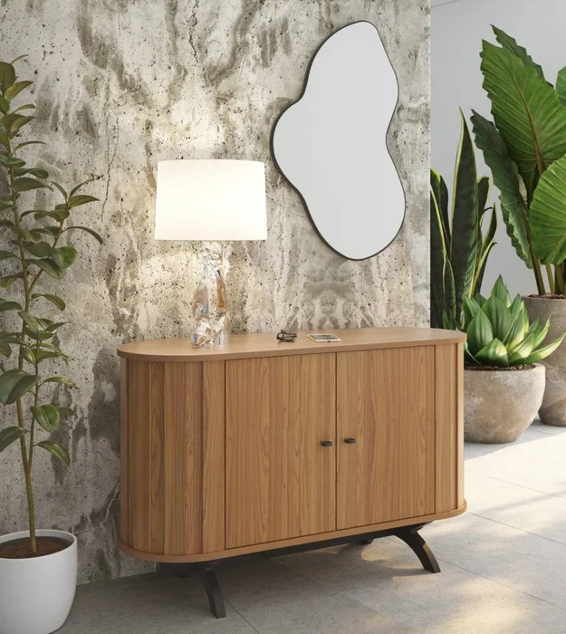 Aparador Prime Recibidor Curvo 130cm 100% MDF - Linea Factory en Madera natural - Aparadores y recibidores, Uruguay | Balton