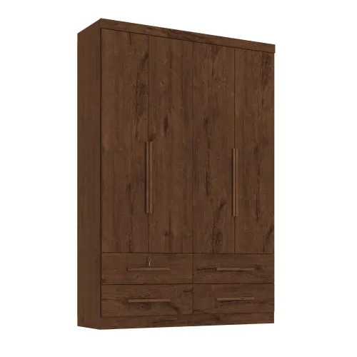 Ropero Max Plus 4 Puertas 4 Cajones - Línea Glam - Nogal en Marrón - Roperos y placares, Uruguay | Ecowood