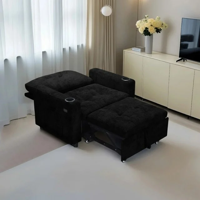Sofá cama Mateo en Negro - Sillones y sofás, Uruguay | New York Home, vista 3