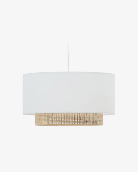 Pantalla para lámpara de techo Erna de bambú con acabado natural y blanco - Ø 60 cm en Blanco - Lámparas colgantes, Uruguay | Kavehome