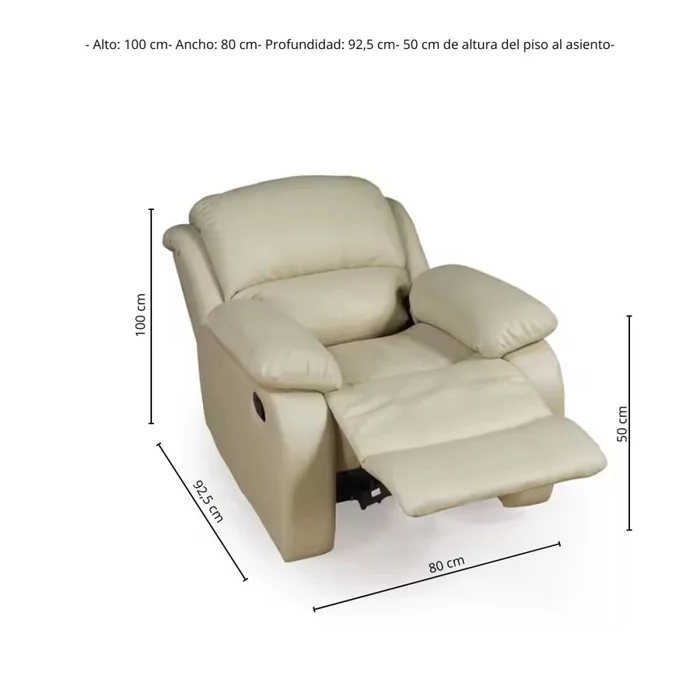 Sillon Reclinable 1 cuerpo en Beige - Sillones y sofás, Uruguay | La Cueva Muebles, vista 2