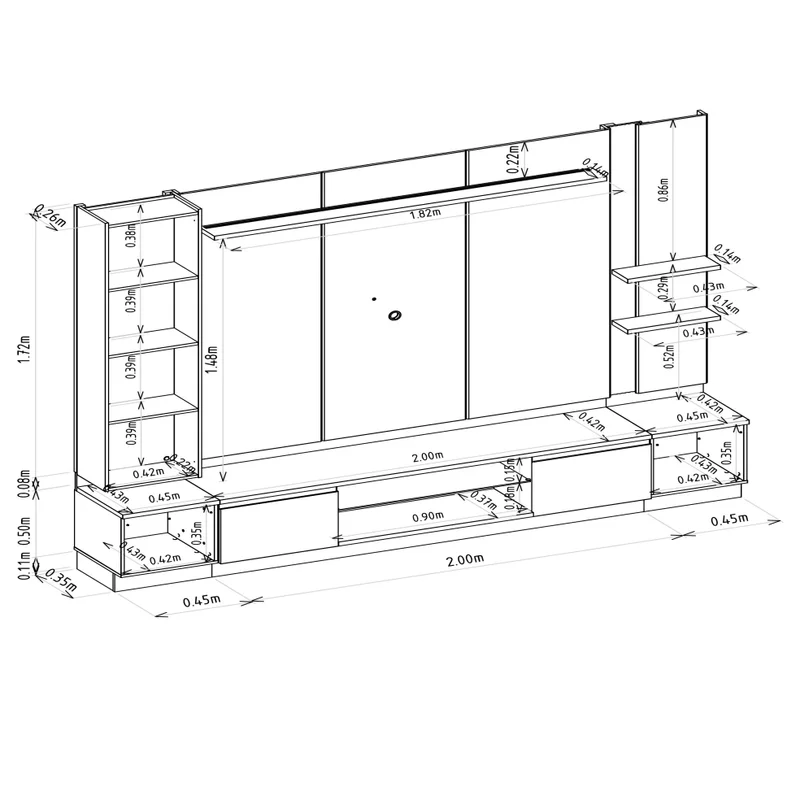 Conjunto Modular - Magnum 290CM - Cristalero con Led en Madera natural - Muebles para TV, Uruguay | Balton, vista 10