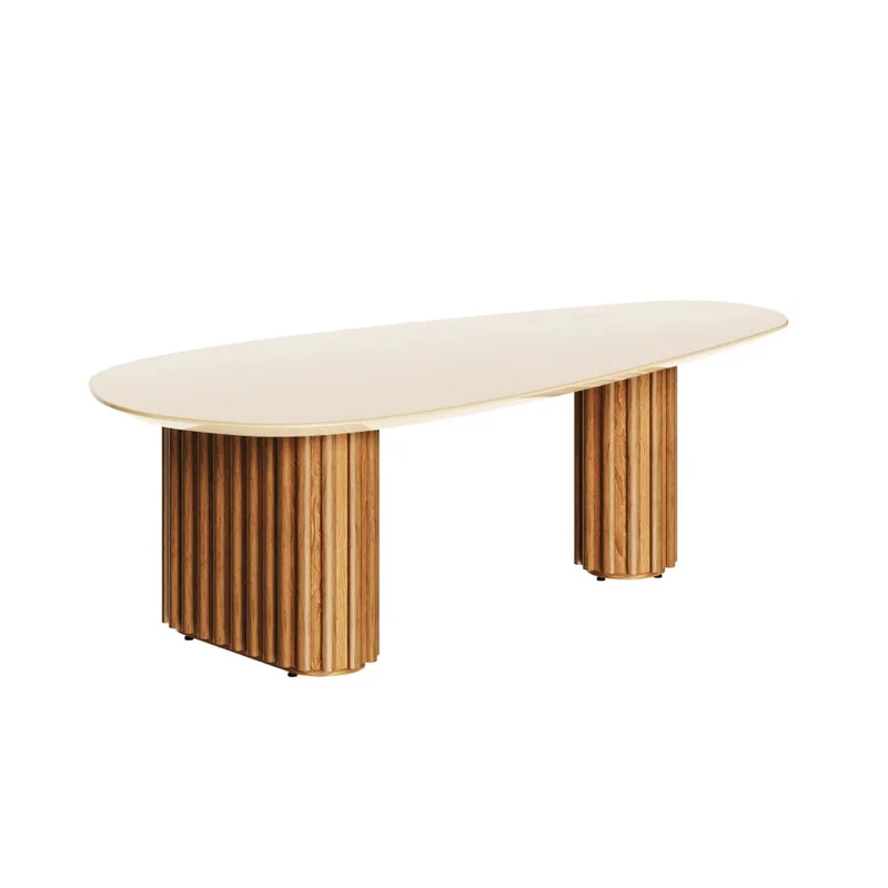 KIT Mesa De Living Oval Mix Small + Large Línea Nevada en Madera natural - Muebles para TV, Uruguay | Ecowood, vista 4