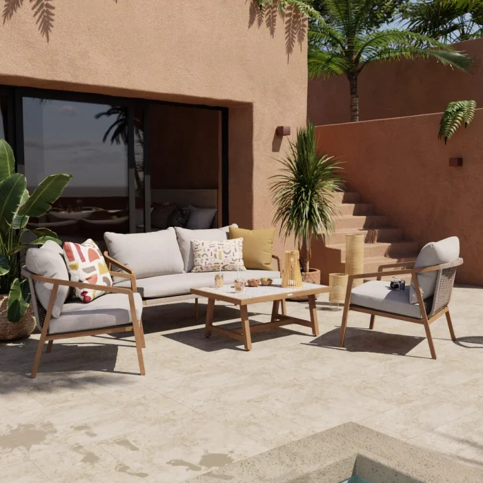 Juego Living Gaia Simil Madera - Muebles para el exterior, Uruguay | Naterial Uruguay