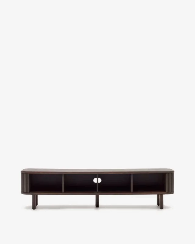Mueble TV Mailen 2 puertas en chapa de fresno - con acabado oscuro 200 x 50 cm en Negro - Muebles para TV, Uruguay | Kavehome, vista 8