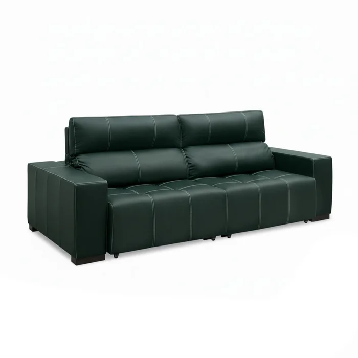 Sillón cama Madrid - 4 Cuerpos 100% Cuero - Verde en Marrón, Negro, Verde - Sillones y sofás, Uruguay | Rústico Hogar, vista 3