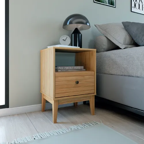 Mesa De Luz MB1041 en Madera natural - Mesas de luz, Uruguay | Palermo Casa Deco