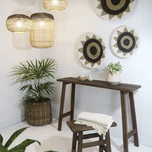 L. COLGAR SARA RATTAN D27XH18 en Multicolor - Lámparas colgantes, Uruguay | Masinfinito Casa