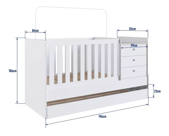 Cuna Roma – Transformable con Marinera en Blanco - Dormitorio, Uruguay | RM Muebles y Deco, vista 4