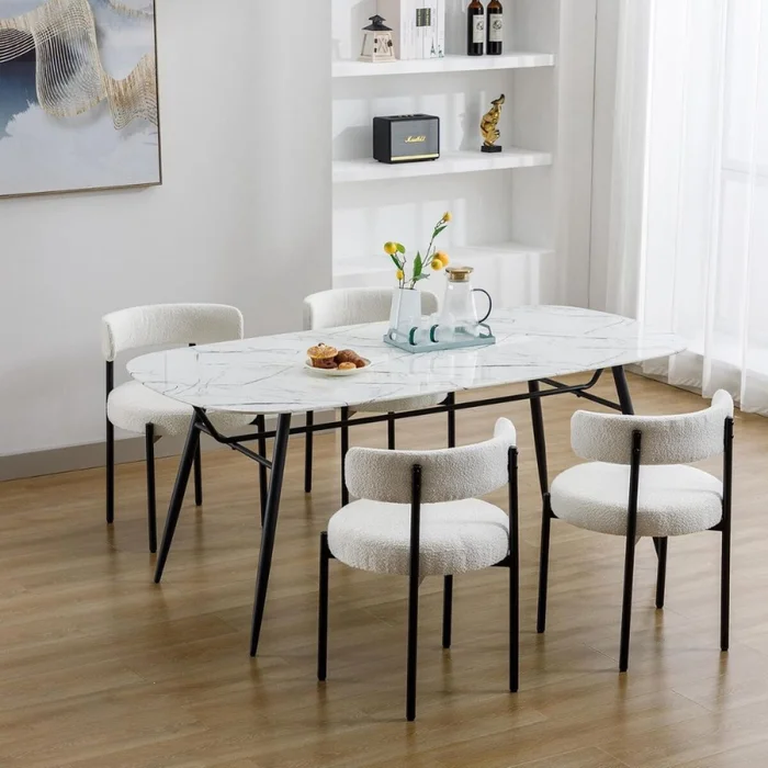Silla Boucle Metal Y Tela - BLANCO en Blanco - Sillas, Uruguay | La Cueva Muebles, vista 5
