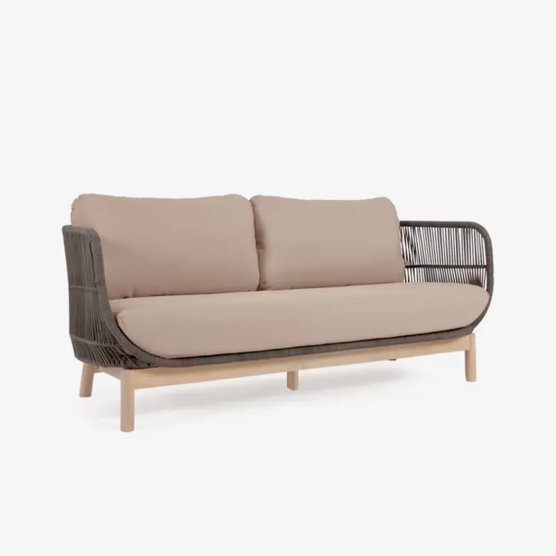 Sofá Catalina 3 plazas de cuerda - verde y madera maciza de acacia 170 cm FSC 100% en Verde - Sillones y sofás, Uruguay | Kavehome