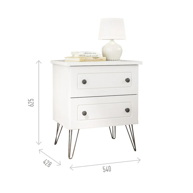 Mesa de luz Americana Plus - 2 Cajones - Blanco en Blanco - Mesas de luz, Uruguay | Rústico Hogar, vista 3