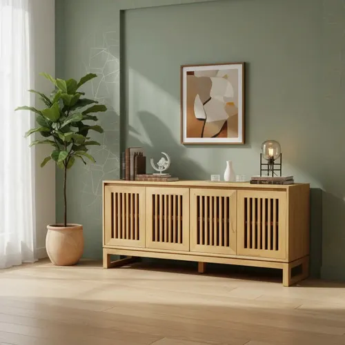 Aparador Bargueño Madera Maciza Rejilla 160x85x38 - Ozark A Eleccion en Madera natural - Aparadores y recibidores, Uruguay | Ozark Home