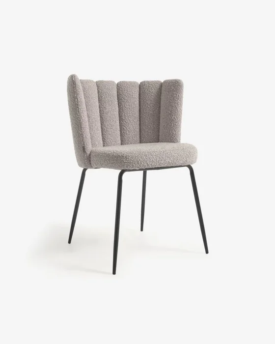 Silla Aniela de borreguito - gris claro y metal con acabado negro en Gris - Sillas, Uruguay | Kavehome