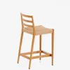 Taburete Analy respaldo madera maciza roble acabado tono natural y asiento cuerda 65cm FSC 100% en Beige - Butacas, banquetas y puffs, Uruguay | Kavehome, vista 7 de 8
