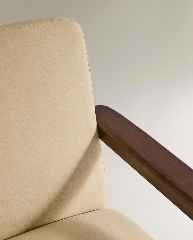 BUTACA MADERA Y LINO en Beige - Butacas, banquetas y puffs, Uruguay | Zara Home, vista 4