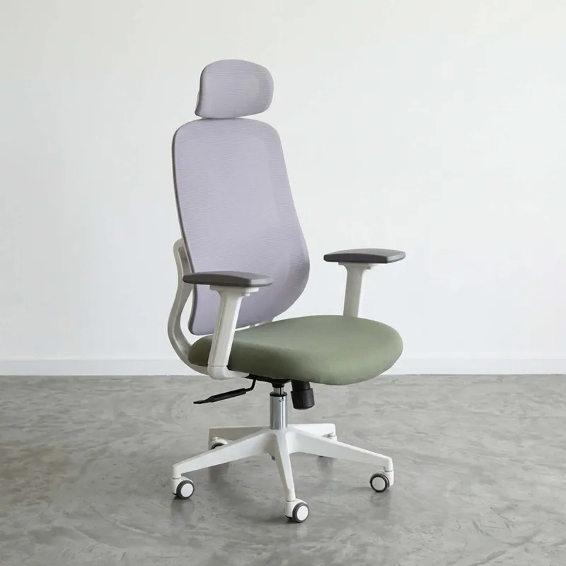 Silla De Oficina Malla Blanco Damasco en Verde oliva - Sillas de escritorio, Uruguay | Divino