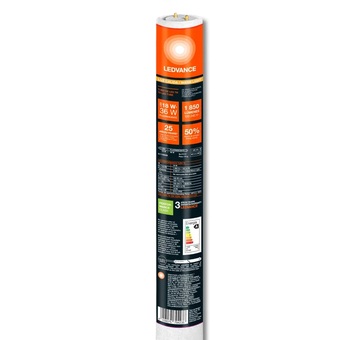 Tubo LED T8 18W LEDVANCE OSRAM G7 Luz Cálida en Blanco - Lámparas colgantes, Uruguay | Serlux, vista 2