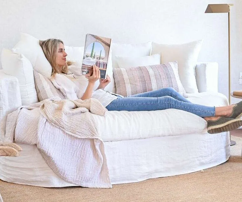 SILLON LUNA - OVAL - LINO BLANCO en Blanco - Sillones y sofás, Uruguay | La Iberica