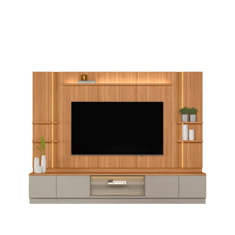 Conjunto Modular - Magnum 290CM - 2 Laterales con Led en Madera natural - Muebles para TV, Uruguay | Balton, vista 8