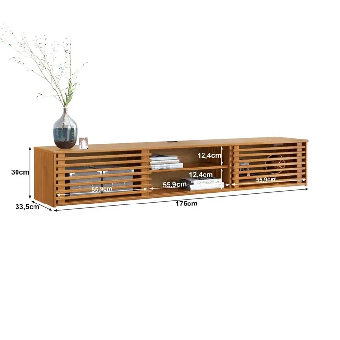 Rack Suspendido TV 175CM Ripado Riven - Madera Maciza en Madera natural - Muebles para TV, Uruguay | Balton, vista 5