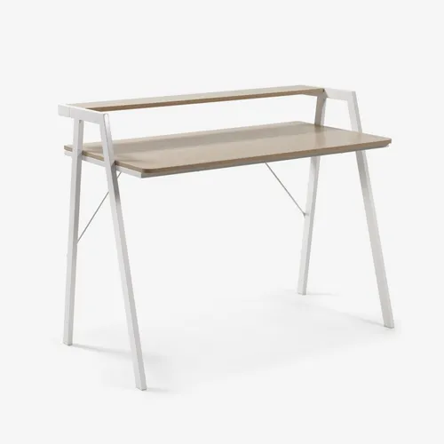 Escritorio Aarhus melamina acabado natural patas de acero acabado blanco 115 x 60 cm en Blanco - Escritorios y sillas de escritorio, Uruguay | Kavehome