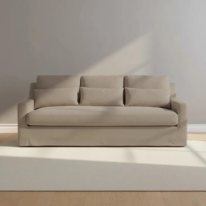 Sofá 3 Cuerpos Tela Verde Singapur Khaki en Beige - Sillones y sofás, Uruguay | Divino