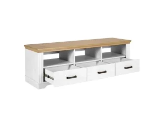Rack para tv 3 cajones con nicho en Acabado: o Pintura UV Washed White (Blanco lavado) - Muebles para TV, Uruguay | Quesal, vista 9