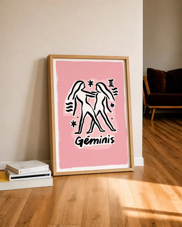 Géminis - Cuadro Signo del Zodíaco en Rosa - Láminas, Uruguay | Kiosko de Mar, vista 2