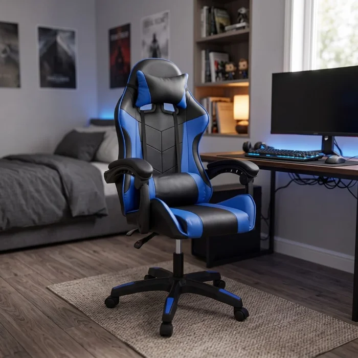 Silla Gamer Gaming Reclinable - Azul en Azul - Sillas de escritorio, Uruguay | Rústico Hogar