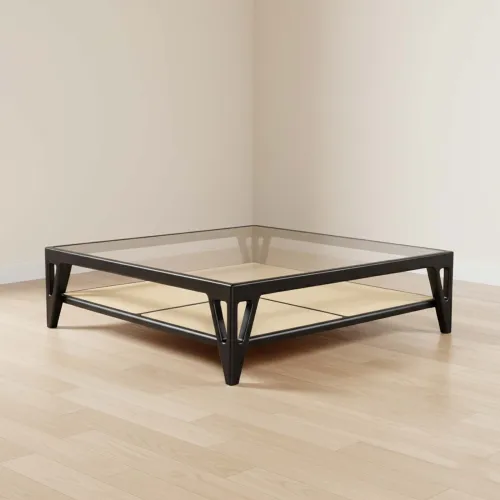 Mesa Ratona Madera-y-vidrio Negro Rosa en Negro - Mesas de living, Uruguay | Divino