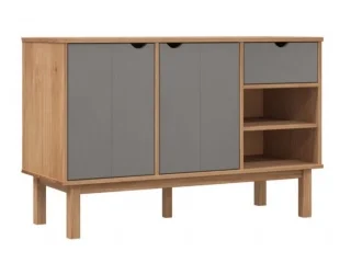 Aparador 2P/1C y nicho Mel/Gris Linea Nordica en Madera Maciza en Madera natural - Aparadores y recibidores, Uruguay | Quesal, vista 7