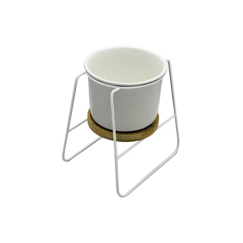 MACETA CERAMICA C/BASE D11x16CM BLANCO en Blanco - Macetas, Uruguay | Koz
