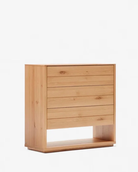 Cómoda Alguema 3 cajones en chapa de roble con acabado natural 100 x 96 cm en Madera natural - Cómodas, Uruguay | Kavehome