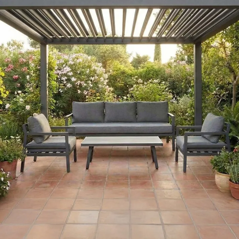 Set De Living Aluminio Gris Portofino en Gris - Muebles para el exterior, Uruguay | Divino